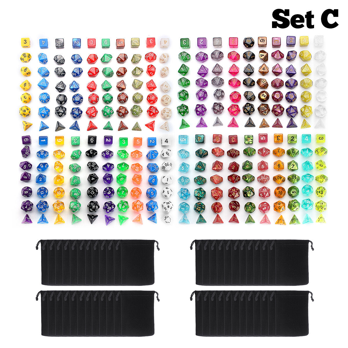 140Pcs/280Pcs Polyhedral Dices for Dungeons & Dragons Desktop Games With Storage Bags