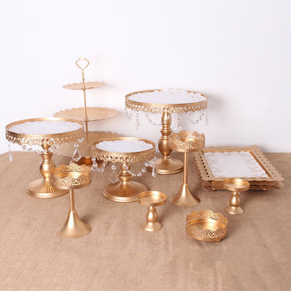 12PCS Vintage Crystal Cake Holder Cupcake Revolving Cake Stand Dessert Platter Display Party