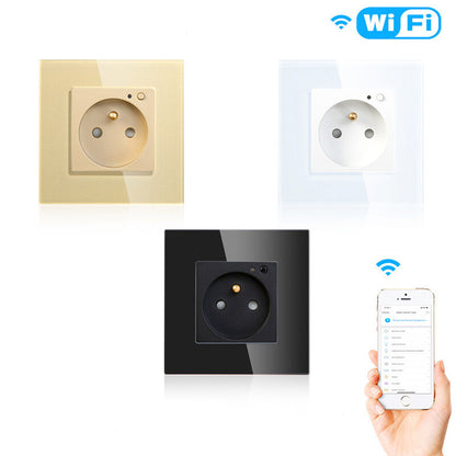Moeshouse  WiFi Smart Wall Socket Outlet Glass Panel Smart Life/Tuya APP Remote Control EU FR UK AU