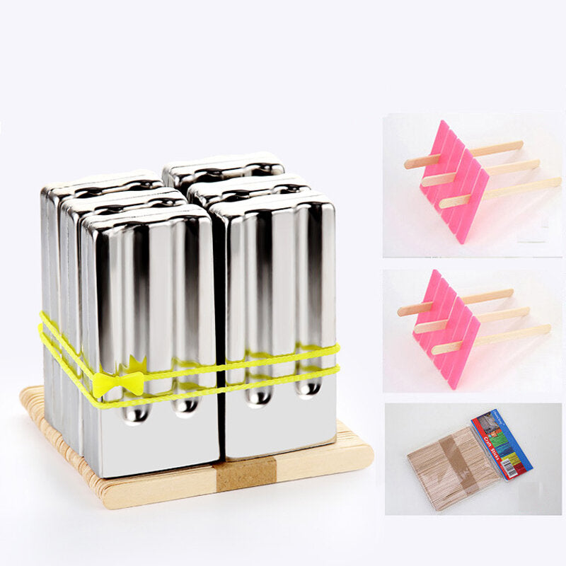 KC-ICE18 6 Pieces Set Stainless Steel Popsicle Mold Food Grade Ice Lolly Maker Summer Gifts