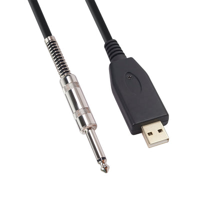 REXLIS US48S USB To 6.35mm Electric Guitar Bass Cable Single Track PC Instrument Cable Audio Adapter Converter USB Guitar Cable 2/3m