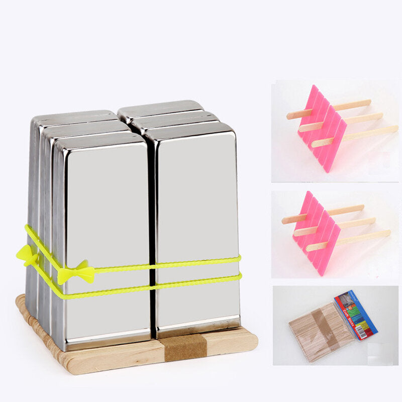 KC-ICE18 6 Pieces Set Stainless Steel Popsicle Mold Food Grade Ice Lolly Maker Summer Gifts