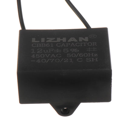 10pcs CBB61 450V 12uf Starting Capacitance AC Fan Capacitor CBB Motor Run Capacitor  450V 12F