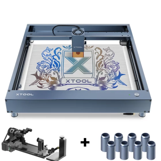 xTool D1 Pro 20W Laser Engraver With Raisers and RA1 Rotary Roller Higher Accuracy Diode DIY Laser Engraving Cutting Machine