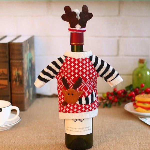 Christmas Wine Bottle Cover Christmas Decoration for Home Christmas Deer Elk Red Wine Champagne Bott