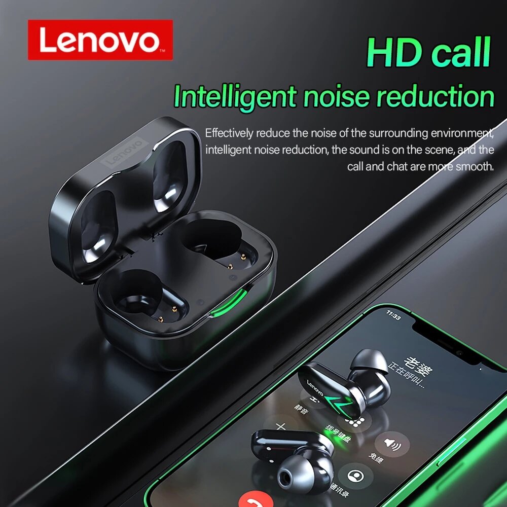 Lenovo XT82 TWS bluetooth 5.1 Earphone Gaming Headset Low Latency LED Power Display 13mm Large Driver Stereo Bass Earphone with Mic