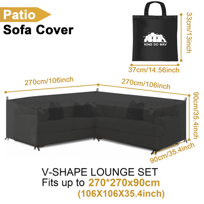 KING DO WAY Waterproof Patio Sofa Cover UV-resistant Snow Protection Tear-resistant Sofa Cover