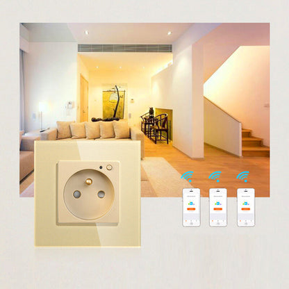 Moeshouse  WiFi Smart Wall Socket Outlet Glass Panel Smart Life/Tuya APP Remote Control EU FR UK AU