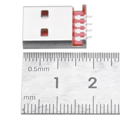 10PCS Positive And Negative Plug USB 4p Board End Male Sink Board SMT Double-Sided Plug Two Straight Pin Fixed Plug Board L=18mm Interface