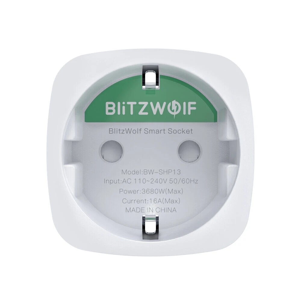 [2 Pcs] BlitzWolf BW-SHP13 Zgbee 3.0 Smart WIFI Socket 16A EU Plug Electricity Metering APP Remote Controller Timer Work with Amazon Alexa Google Home
