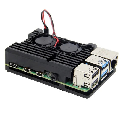 YAHBOOM Armor Aluminum Alloy Case Protective Shell Metal Enclosure with Dual Fan for Raspberry Pi 4 Model B Only