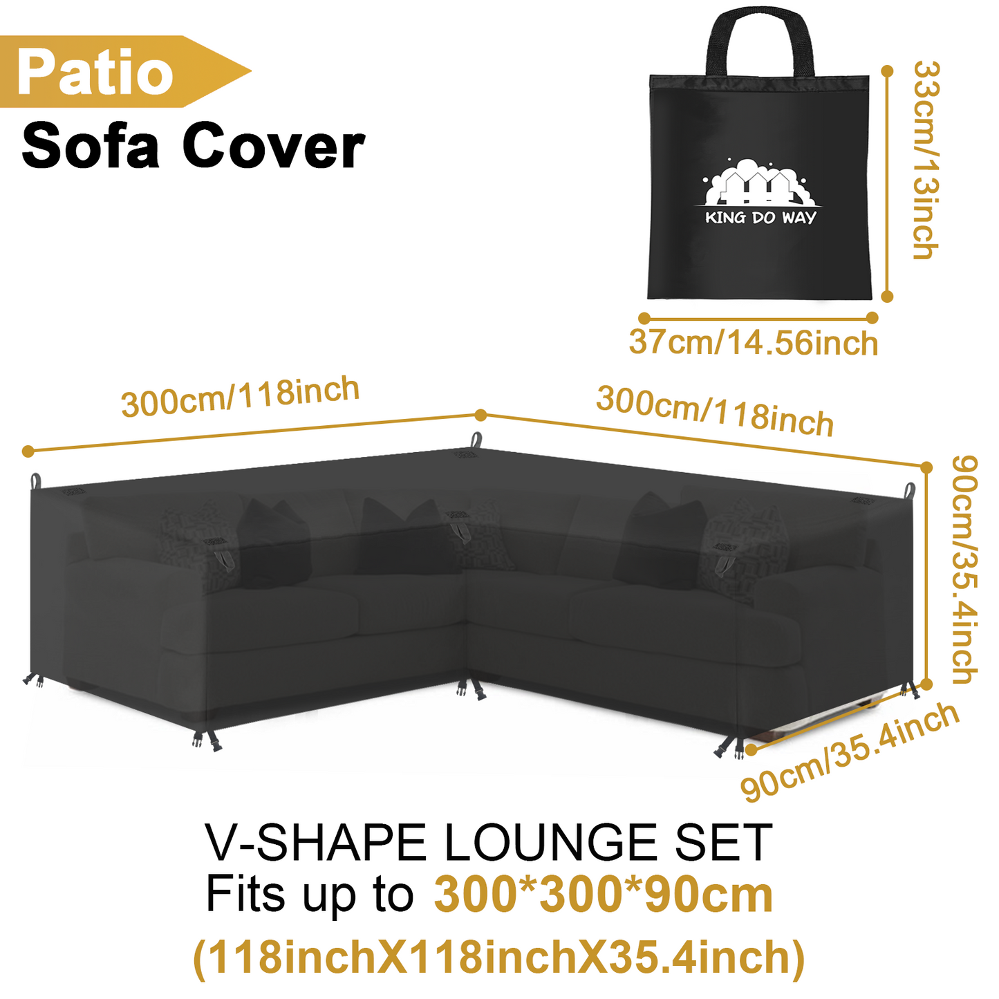 KING DO WAY Waterproof Patio Sofa Cover UV-resistant Snow Protection Tear-resistant Sofa Cover