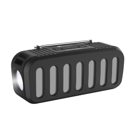 NewRixing NR-2013FMT Wireless bluetooth Speaker Stereo 6W FM Radio TF Card AUX-In Soundbar Solar Charging Flashlight Portable Outdoor Soundbox with Mic