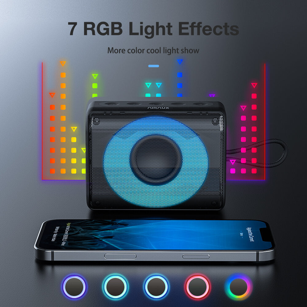 AirAux AA-WM2 10W TWS bluetooth V5.1 Speaker 360 Stereo 2000mAh Battery RGB Light 0.25KG Lightweight Outdoors Travel Mini Wireless Speaker