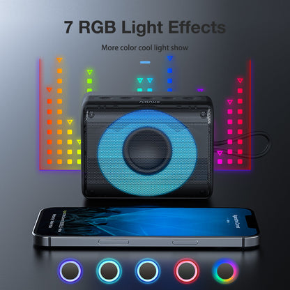 AirAux AA-WM2 10W TWS bluetooth V5.1 Speaker 360 Stereo 2000mAh Battery RGB Light 0.25KG Lightweight Outdoors Travel Mini Wireless Speaker