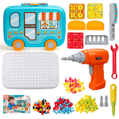 Children Electric Drill Screw Toys DIY Assembly Puzzle Kit Kids Educational Toys Gift