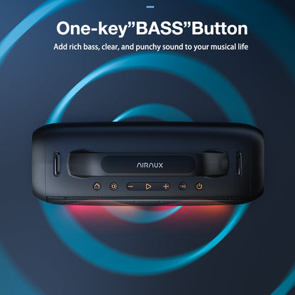 AirAux AA-DH1 50W TWS bluetooth V5.1 Speaker 360 Bass 4500mAh Battery RGB Effect IPX5 Waterproof 2.0KG Lightweight Outdoors Travel Wireless Soundbox
