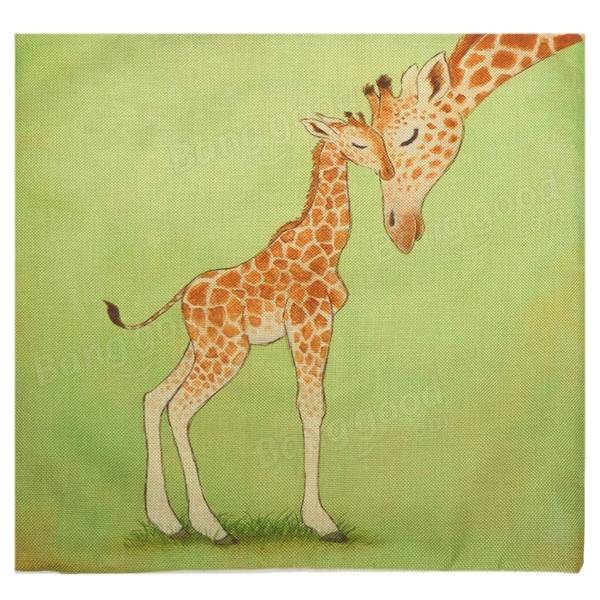 Christmas Cartoon Giraffe Deer Throw Pillow Case Home Sofa Car Cushion Cover