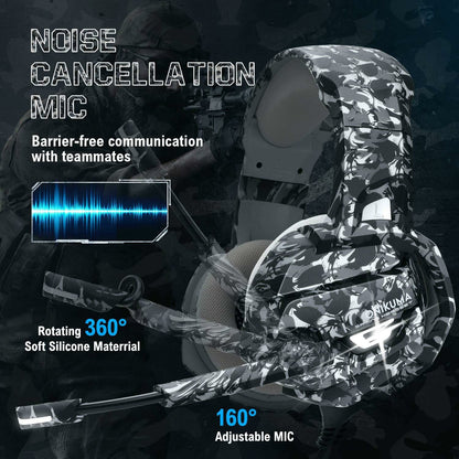 ONIKUMA K5 Gaming Headphone Bass Headset Surround Sound RGB USB 3.5mm Wired Over-head Headset with Mic for Computer PC XBOX Gamer