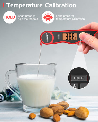 ELEGIANT Meat Thermometer Kitchen Cooking Thermometer Food Thermometer Digital Instant Read Thermometer Barbecue Thermometer Best for Meat Milk Turkey Oil Candy Grill BBQ