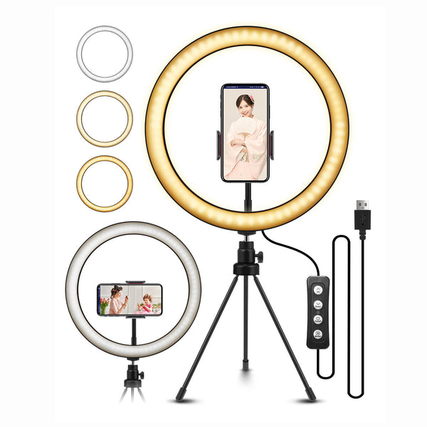 ELEGIANT EGL-02C 10.2 Inch LED Ring Light Selfie Dimmable Ring Lamp with Tripod Stand Cell Phone Holder 3 Light Modes for Video Live Broadcast Stream