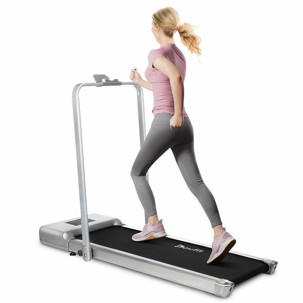 Doufit TD-01 2-in-1 Folding Treadmill Walking Exercise Machine with LED Display Remote Control for Home Office Gym Fitness