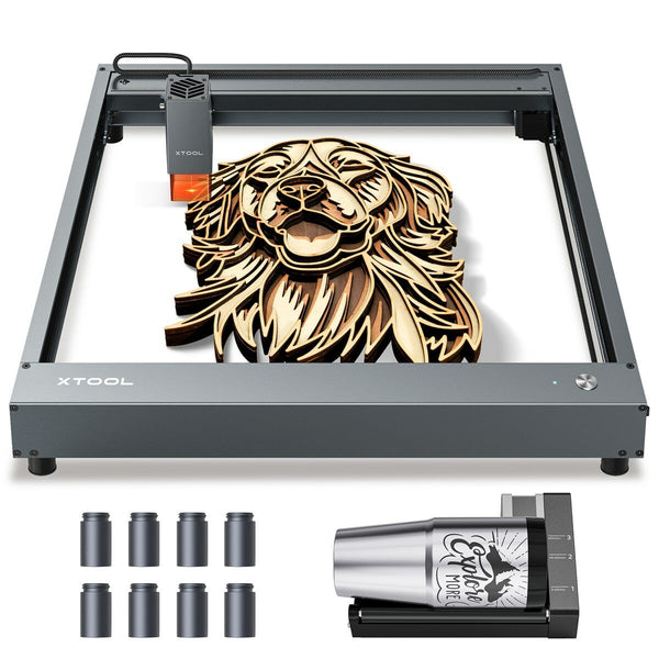 xTool D1 10W Laser Engraver With Rotary Attachment and Raiser DIY CNC Laser Cutter Engraver 10W Dual Laser Eye Protection Compressed Spot Laser Engraving for Metal Wood Stone