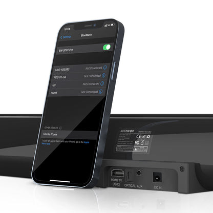 BlitzWolf BW-SDB1 Pro 35-inch bluetooth V5.0 Soundbar with 60W Output 2.0 Channel Powerful Bass 4 Speakers Wall-mounted Design Muti-interface 360Stereo Surround Sound
