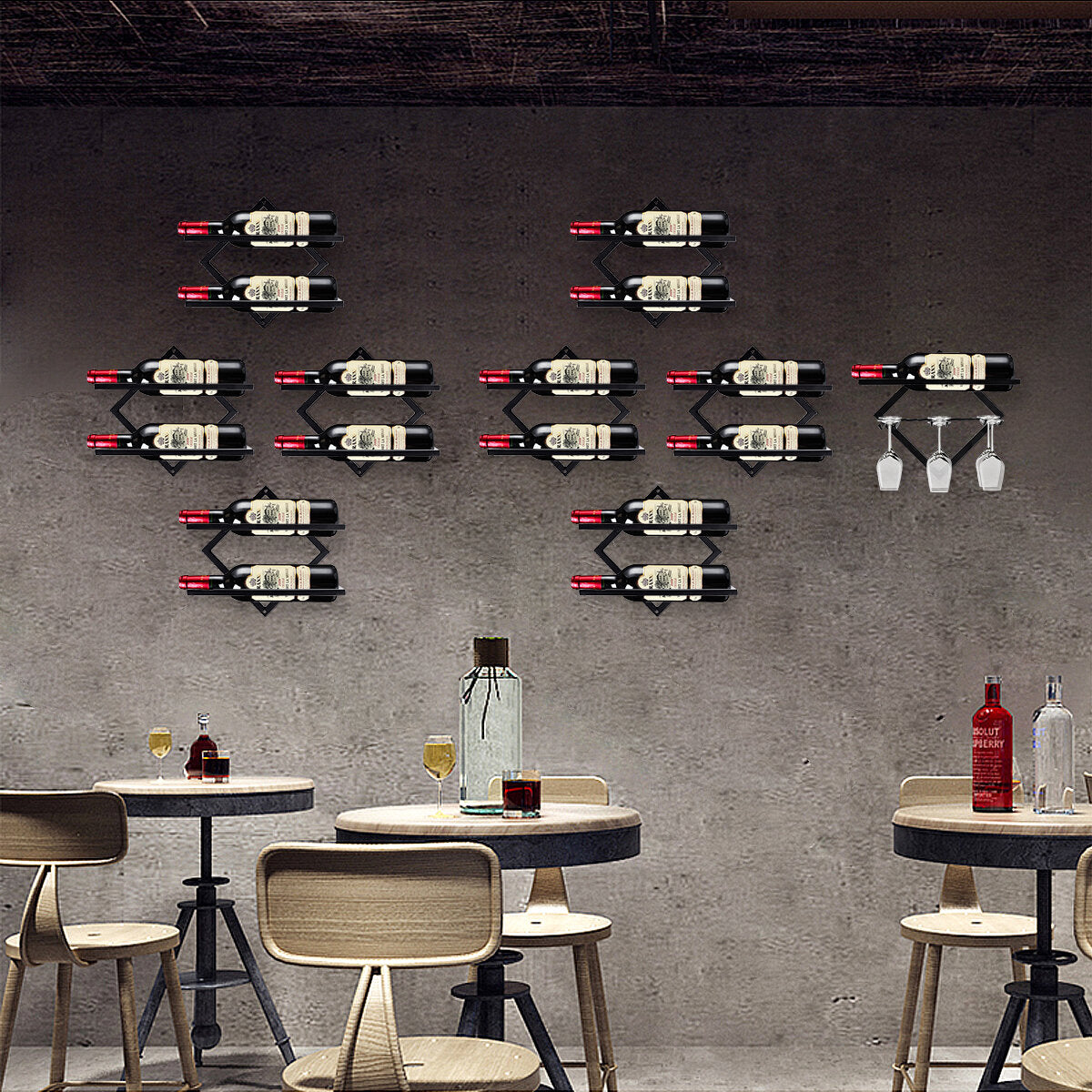 Metal Iron Wall Hanging Bottle Rack Creative Free Combination Drink Rack Bar Wall Hanging Decoration