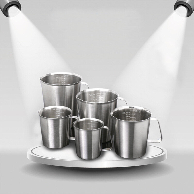 KC-MCup 18/10 Stainless Steel Measuring Cup Frothing Pitcher with Marking For Milk Froth