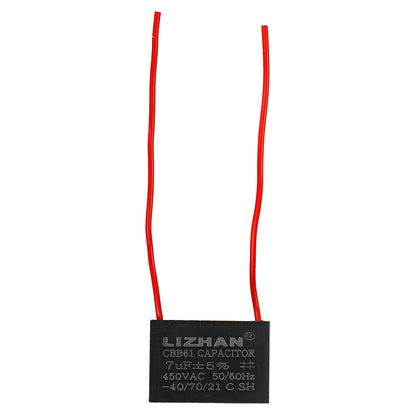 10pcs CBB61 450V 7uf Starting Capacitance AC Fan Capacitor CBB Motor Run Capacitor 450V 7F