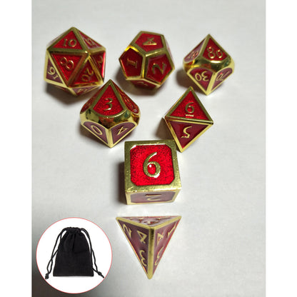 7Pcs Embossed Heavy Metal Polyhedral Dice DND RPG MTG Role Playing Game With Storage Bag