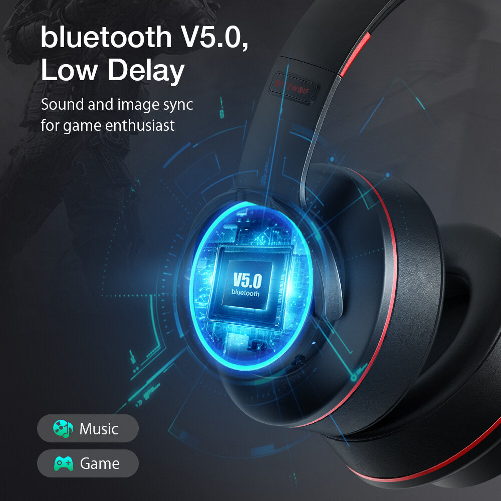 BlitzWolf BW-HP2 Pro bluetooth Headphone Wireless Headset 1000mAh 50mm Driver Bass Low Delay Gaming Headset with Mic