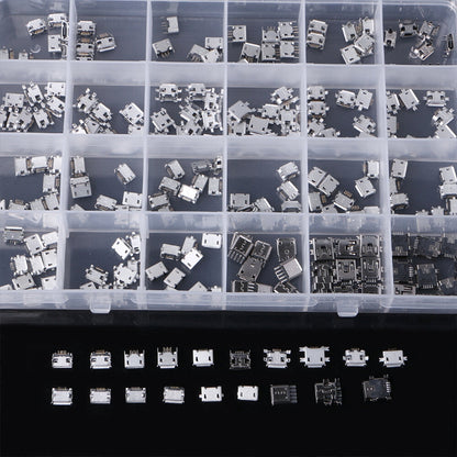 240PCS 24 Models Micro USB Connector Socket Jack USB Interface Connection Set Kit