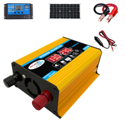 Solar Power Generation System 18W Solar Panel + 4000W Dual USB LCD Power Inverter 12V to 220V/110V 30A Solar Charge Controller 12V w/ Dual USB Charger Ports Solar System Set
