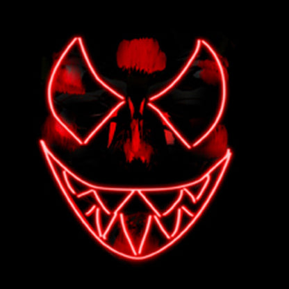 LED Glowing Mask Halloween Ghost Face Fluorescent Dance Party EL Mask Horror Thriller Glow Mask