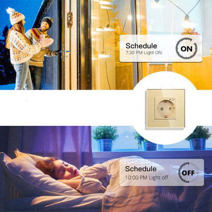 Moeshouse  WiFi Smart Wall Socket Outlet Glass Panel Smart Life/Tuya APP Remote Control EU FR UK AU