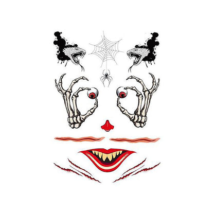Halloween Tattoo Stickers Scary Halloween Temporary Face Tattoos Terror Wall Sticker Halloween Festival Descoration