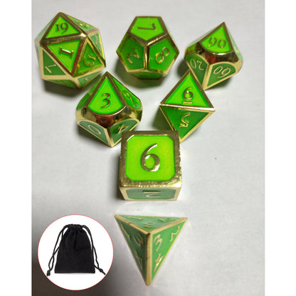 7Pcs Embossed Heavy Metal Polyhedral Dice DND RPG MTG Role Playing Game With Storage Bag