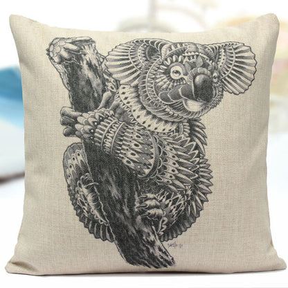 Cotton Linen Animal Pattern Throw Pillow Case Sofa Bed Cushion Cover