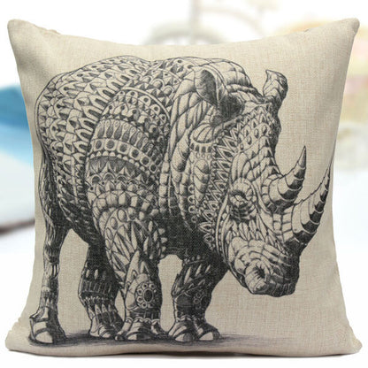 Cotton Linen Animal Pattern Throw Pillow Case Sofa Bed Cushion Cover