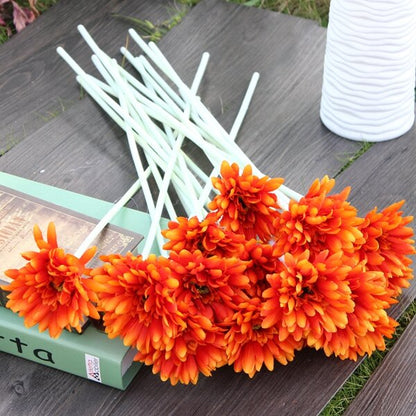 10Pcs Sunbeam Artificial Flower Mum Gerber Daisy Bridal Bouquet Silk Wedding Party Flowers