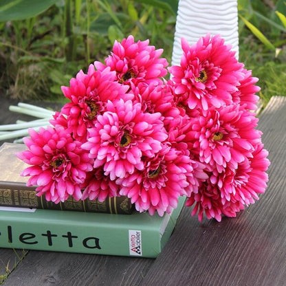 10Pcs Sunbeam Artificial Flower Mum Gerber Daisy Bridal Bouquet Silk Wedding Party Flowers