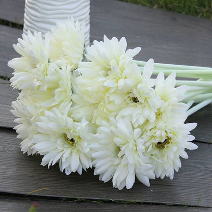 10Pcs Sunbeam Artificial Flower Mum Gerber Daisy Bridal Bouquet Silk Wedding Party Flowers