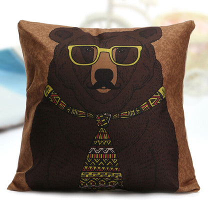 Cartoon Dog Cotton Linen Pillow Case Sofa Waist Throw Cushion Cover Home Decor