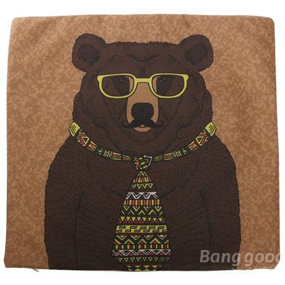 Cartoon Dog Cotton Linen Pillow Case Sofa Waist Throw Cushion Cover Home Decor