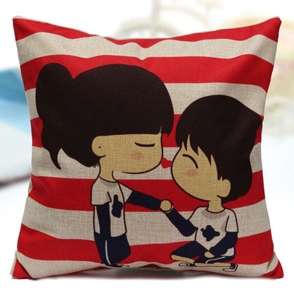 Pure Boys And Girls Series Printed Linen Pillow Cases Home Sofa Cushion Covers