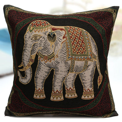 Vintage Elephant Jacquard Pillow Cases Cushion Cover Home Sofa Car Decor