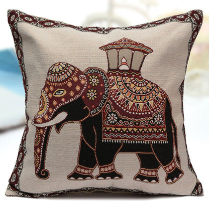 Vintage Elephant Jacquard Pillow Cases Cushion Cover Home Sofa Car Decor