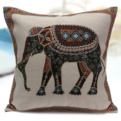 Vintage Elephant Jacquard Pillow Cases Cushion Cover Home Sofa Car Decor